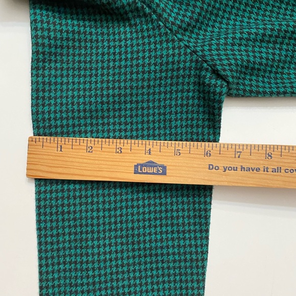 Vintage Wool Dress Houndstooth Pattern Black Green Long Sleeve Tailored M - Picture 12 of 15